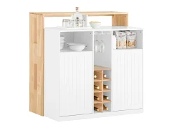 Aparador de Almacenamiento con Encimera Isla de Cocina Múltiple con 2 Puertas 2 Estantes y Soporte para Botellas 105 x 60 x 105 cm Blanco KNL07-WN SoBuy ES