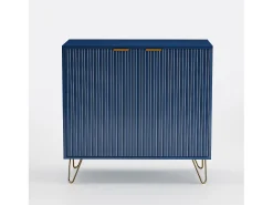 Aparador de cocina con 2 puertas y 2 estantes, para cocina, comedor, salón, azul, 80x40x78 cm