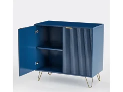 Aparador de cocina con 2 puertas y 2 estantes, para cocina, comedor, salón, azul, 80x40x78 cm