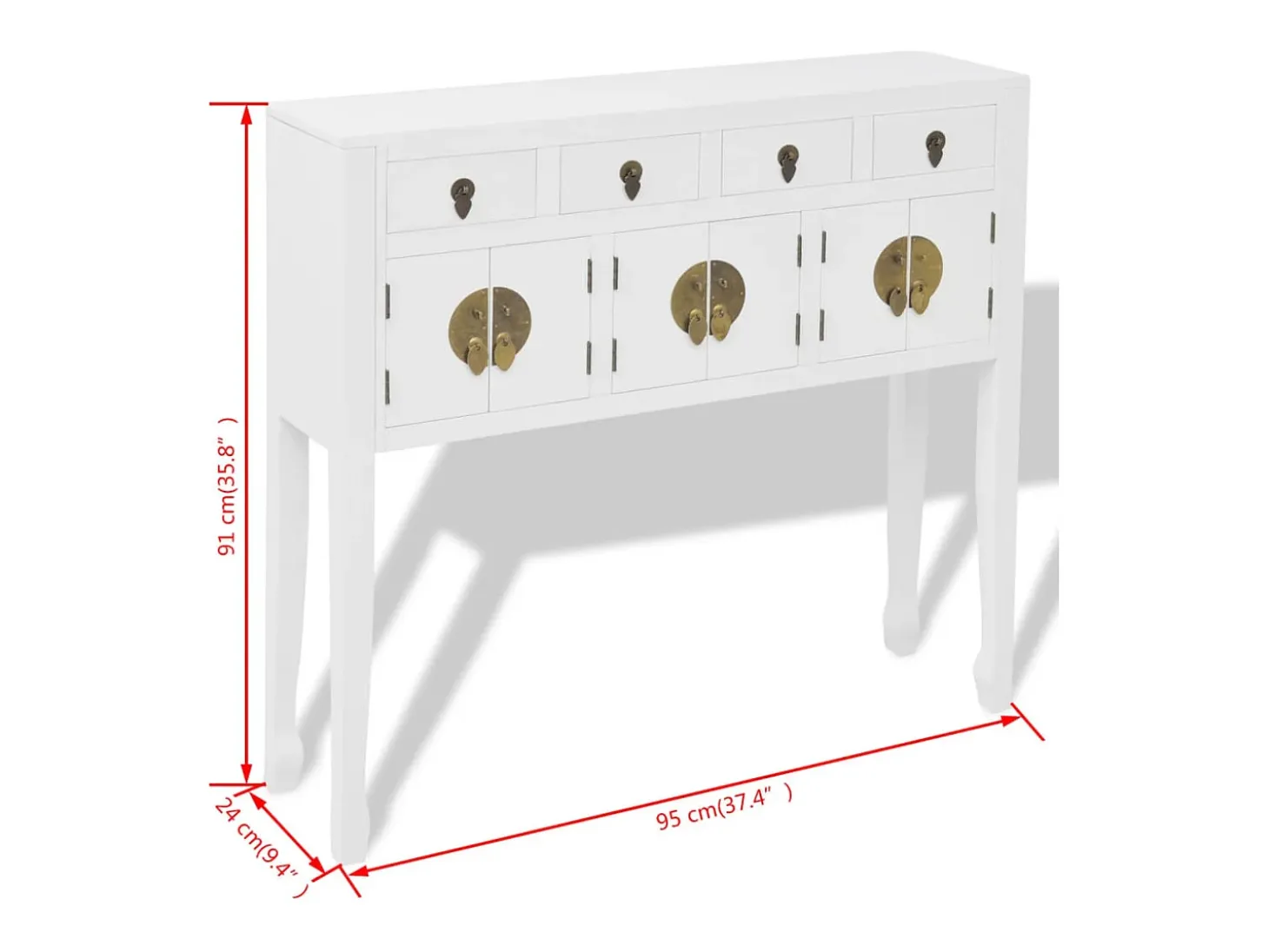 Aparador de estilo chino de madera maciza blanco