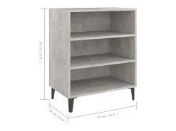 Aparador de madera contrachapada gris hormigón 57x35x70 cm
