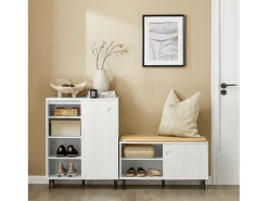Aparador Entrada Recibidor con Puerta Correderas y Balda Ajustable 70 x 37 x 87 cm Blanco FSB62-W SoBuy ES