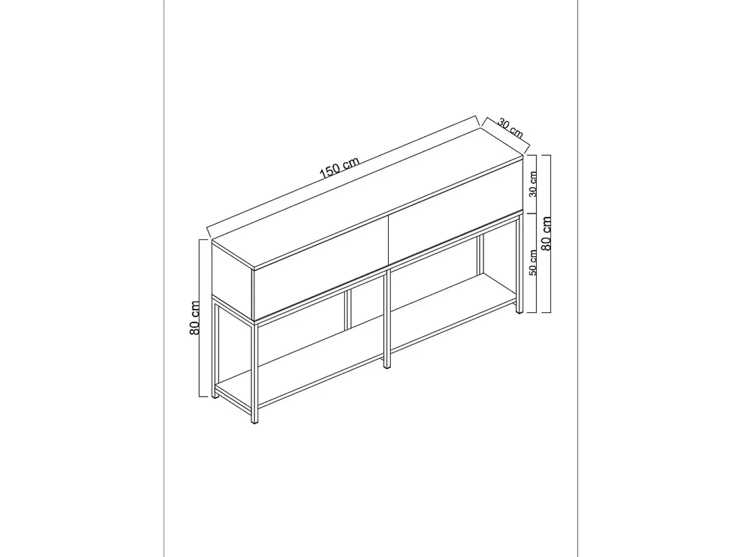 Aparador Lord Blanco Plata 150x30x80 cm