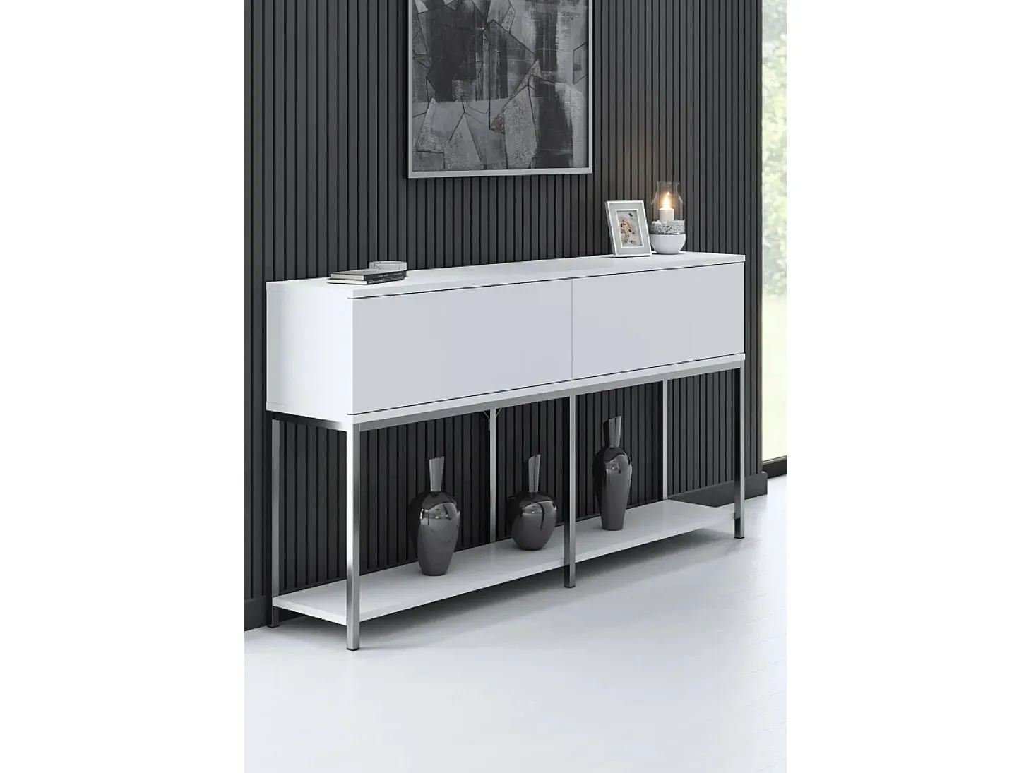 Aparador Lord Blanco Plata 150x30x80 cm