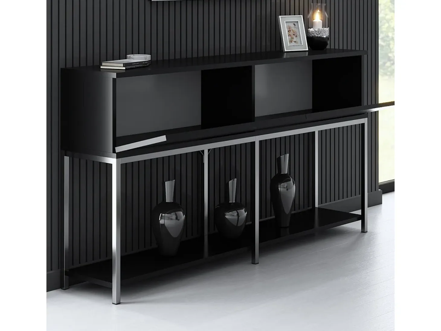 Aparador Lord Negro Plata 150x30x80 cm