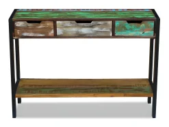 Aparador mesa consola armario auxiliar con 3 cajones de madera maciza reciclada 4402007