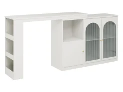 Aparador, Mueble bar giratorio de MDF - gran espacio de almacenamiento - estilo contemporáneo - Blanco