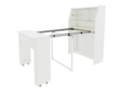 Aparador, Mueble bar retráctil - con compartimentos arriba - estilo moderno - Blanco