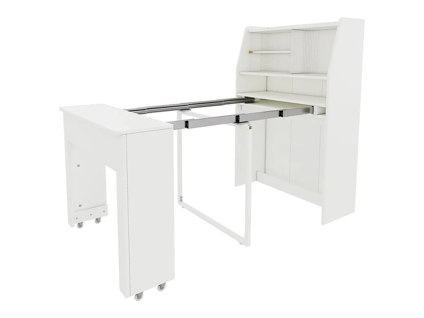 Aparador, Mueble bar retráctil - con compartimentos arriba - estilo moderno - Blanco