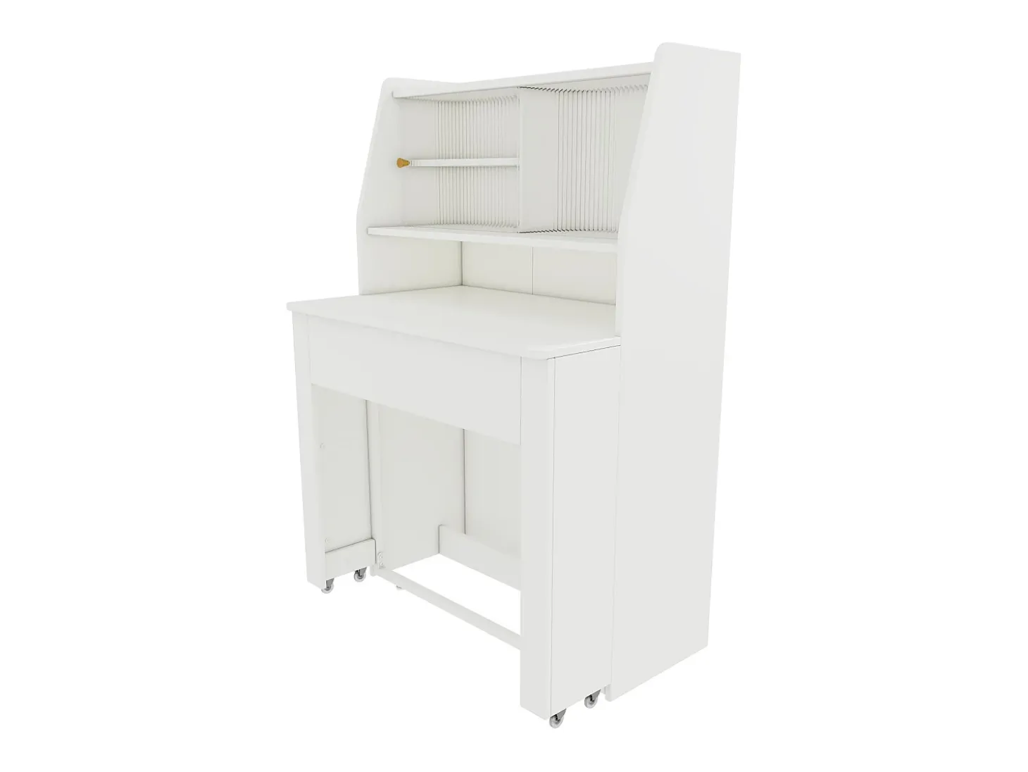 Aparador, Mueble bar retráctil - con compartimentos arriba - estilo moderno - Blanco