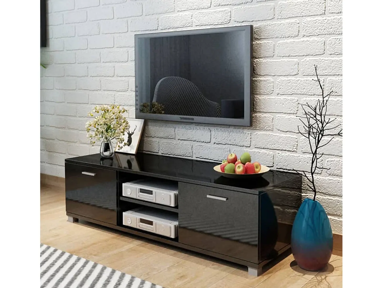 Aparador para TV negro brillante 140x40,3x34,7 cm