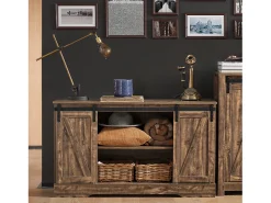 Aparador Recibidor con Puerta corrediza de Granero, Compartimento Abierto Armario de Almacenamiento para Comedor salón Cocina 120 x 40 x 70 cm FSB60-N SoBuy ES
