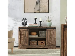 Aparador Recibidor con Puerta corrediza de Granero, Compartimento Abierto Armario de Almacenamiento para Comedor salón Cocina 120 x 40 x 70 cm FSB60-N SoBuy ES