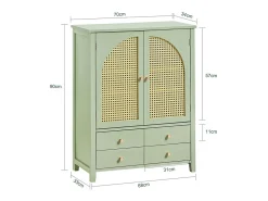 Aparador Recibidor Mueble de Entrada con 2 Puertas y 4 Cajones 70 x 34 x 90 cm Verde FSB72-GR SoBuy ES