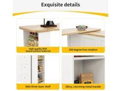 Aparador、Mueble bar giratorio - MDF - 3 cajones y 2 puertas - Blanco