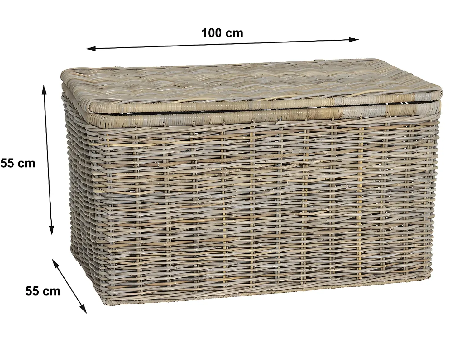Arcón de kubu TIMGAD - Ancho 100 x Prof. 55 x Alt. 55 cm - Gris