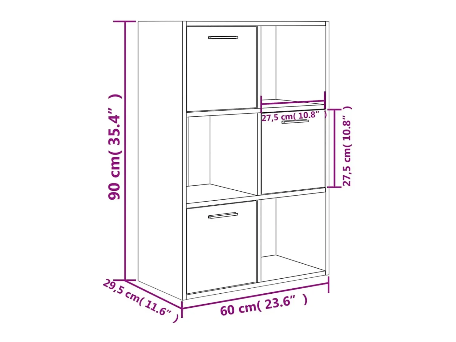 Armario almacenamiento madera contrachapada roble 60x29,5x90 cm