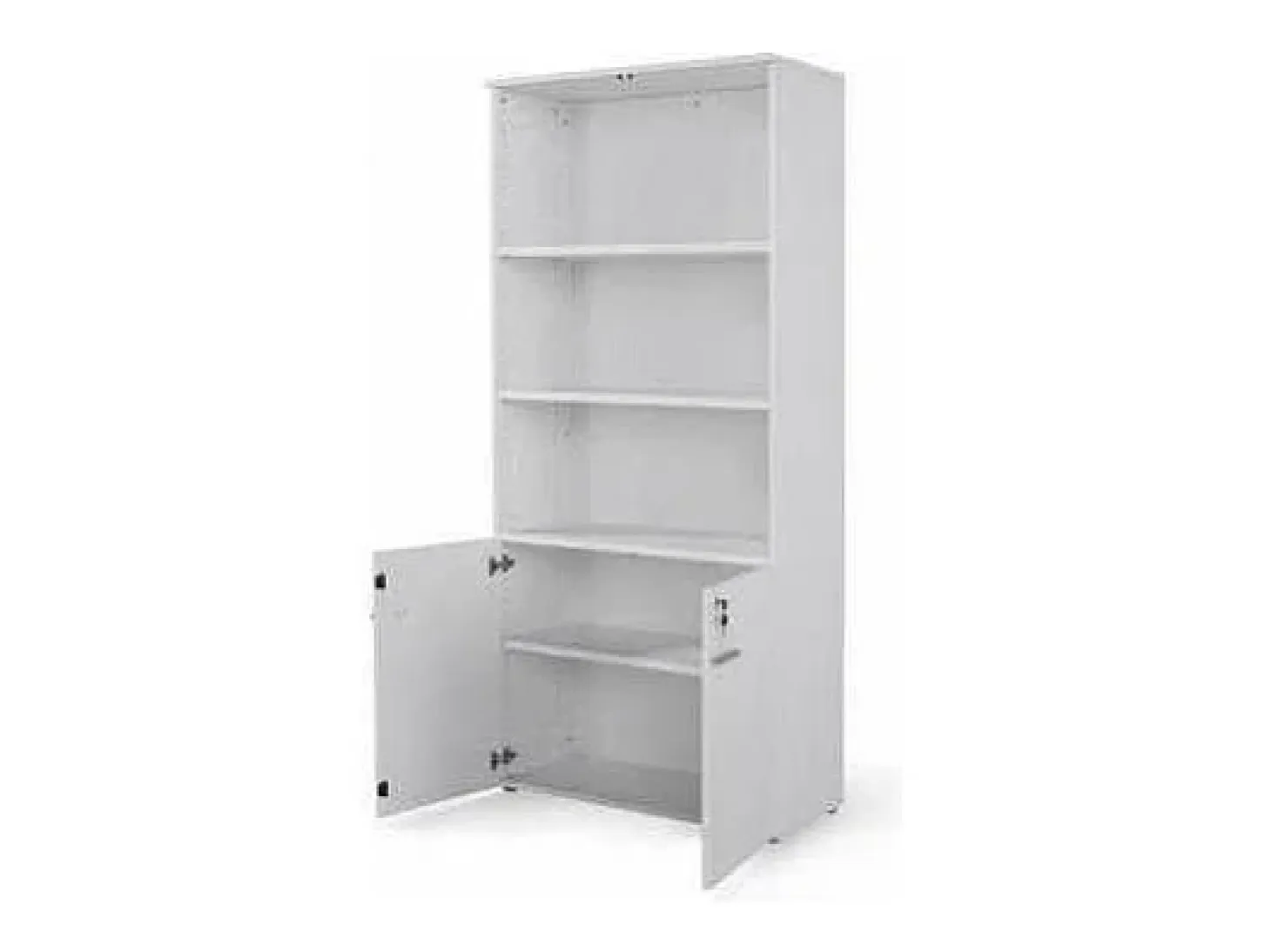 Armario alto con puertas bajas acabado blanco, 208.8 cm(alto)93 cm(ancho)42.5 cm(fondo) .