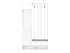 Armario blanco con 3 cajones, 1 puerta, 4 ganchos y tablero perforado, 100 x 35 x 180 cm