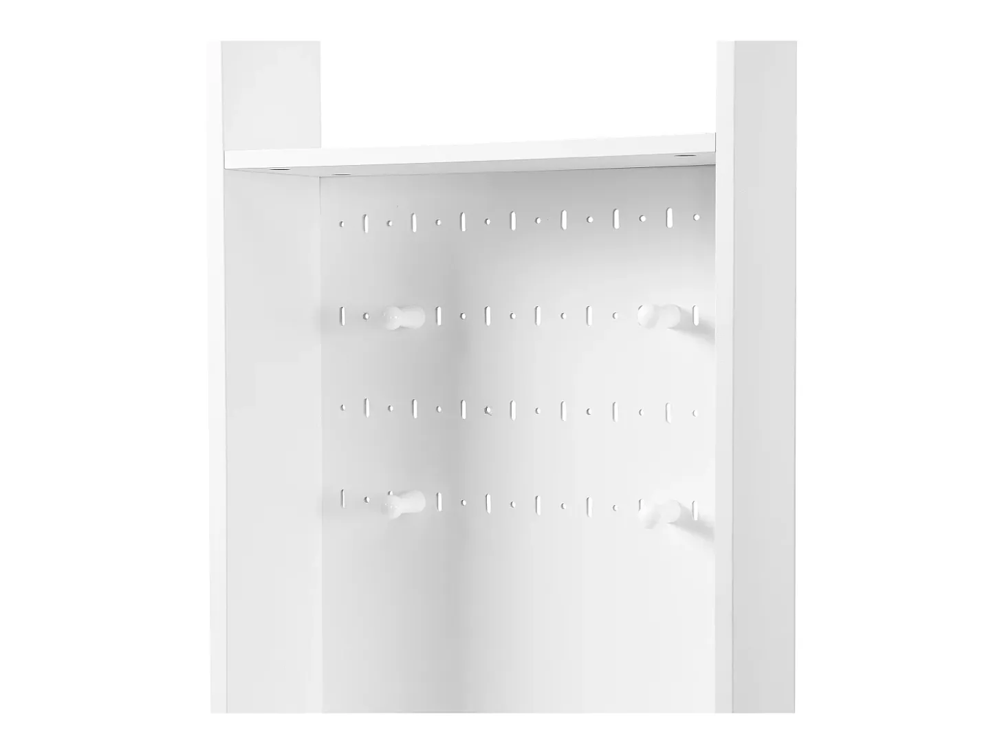 Armario blanco con 3 cajones, 1 puerta, 4 ganchos y tablero perforado, 100 x 35 x 180 cm