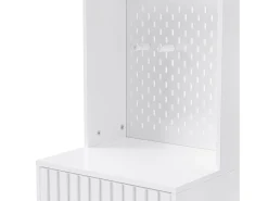 Armario blanco con 2 puertas, 1 cajón, 4 ganchos y 1 banco, 100x30x180cm