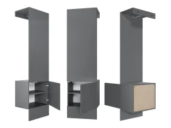 Armario Carlton Neo, Perchero de pared con panel de vestíbulo, espejo, barra para ropa y armario de pared, antracita mate (52 x 193 x 35 cm)