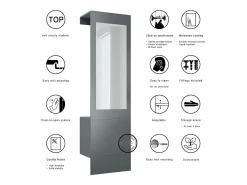 Armario Carlton Neo, Perchero de pared con panel de vestíbulo, espejo, barra para ropa y armario de pared, antracita mate (52 x 193 x 35 cm)