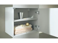 Armario Carlton Neo, Perchero de pared con panel de vestíbulo, espejo, barra para ropa y armario de pared, blanco mate (52 x 193 x 35 cm)