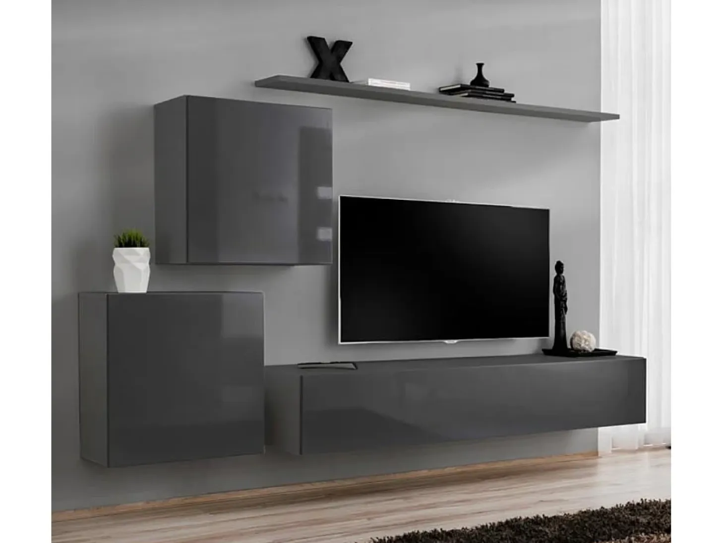 Armario colgante para Salón comedor en Gris 60x30x60cm Berit