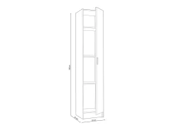 Armario Columna Multiusos con 1 Puerta y 4 Estantes con Acabado en Color Roble - Dim: 37 cm (Ancho) x 182 cm (Alto) x 37 cm (Fondo)