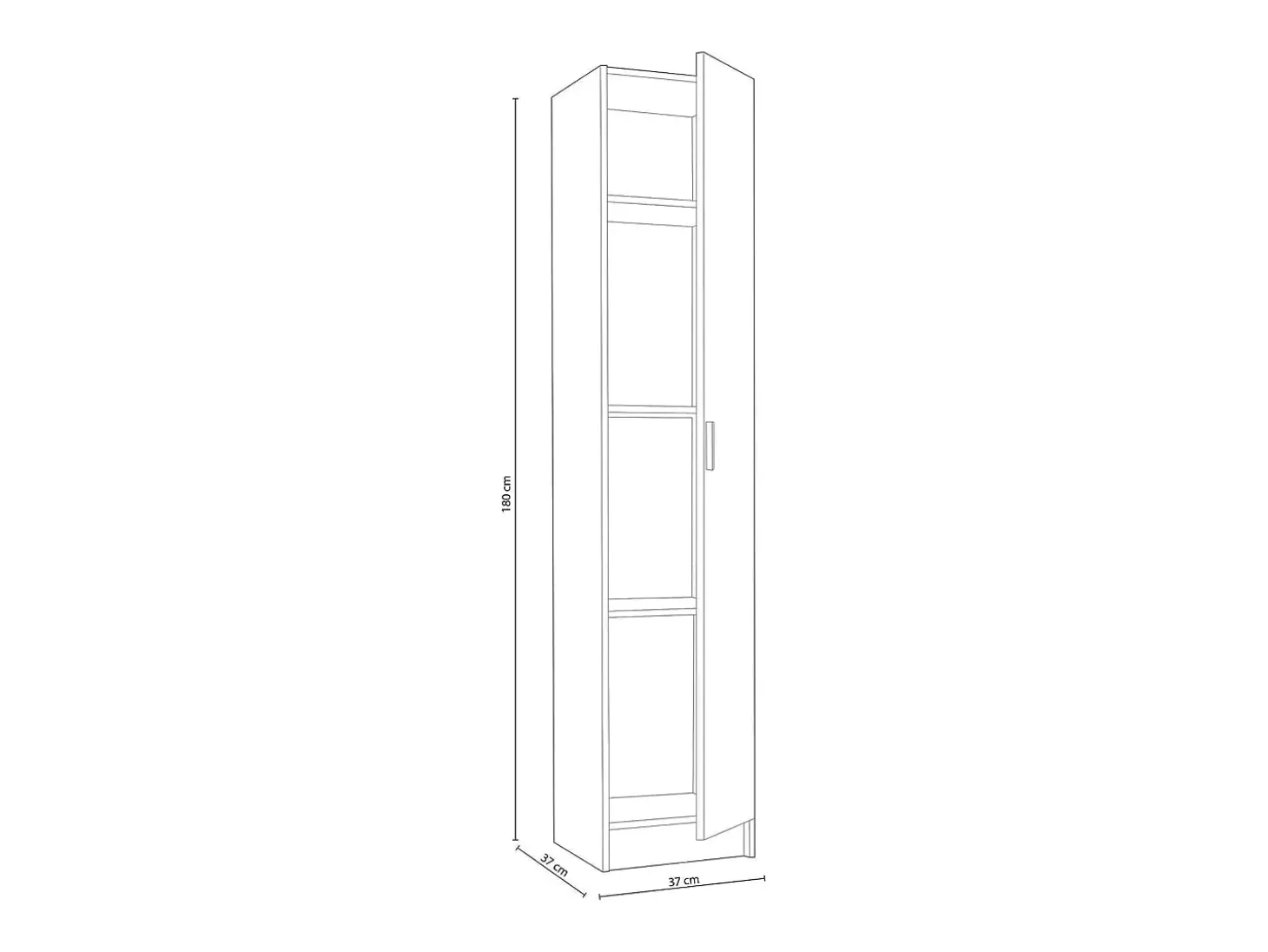 Armario Columna Multiusos con 1 Puerta y 4 Estantes con Acabado en Color Roble - Dim: 37 cm (Ancho) x 182 cm (Alto) x 37 cm (Fondo)