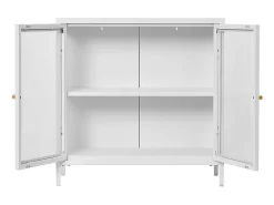 Armario con 2 puertas de cristal, acero blanco, 80 x 35 x 80 cm