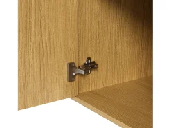 Armario con espejo - 105 x 38 x 180 cm - con ganchos + 2 cajones + 1 puerta - aglomerado - natural