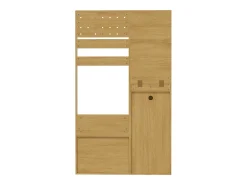 Armario con espejo - 105 x 38 x 180 cm - con ganchos + 2 cajones + 1 puerta - aglomerado - natural