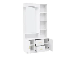Armario con espejo, 2 cajones y 2 puertas - Blanco 90 x 40 x 180 cm