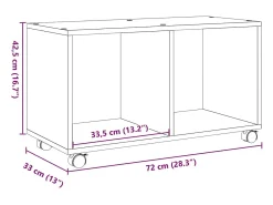 Armario con ruedas madera ingeniería roble ahumado 72x33x42,5cm