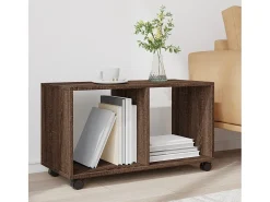 Armario con ruedas madera ingeniería marrón roble 72x33x42,5 cm