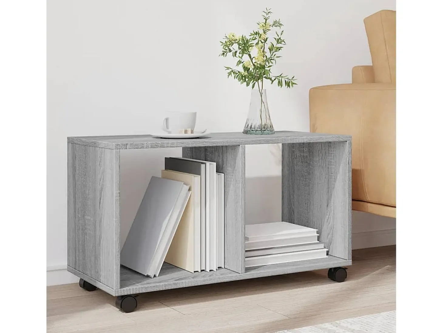 Armario con ruedas madera ingeniería gris Sonoma 72x33x42,5 cm