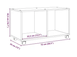 Armario con ruedas madera ingeniería roble Sonoma 72x33x42,5 cm