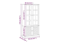 Armario con vitrina VIGO madera maciza pino blanco 85x35x170 cm