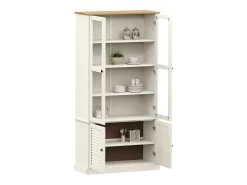 Armario con vitrina VIGO madera maciza pino blanco 85x35x170 cm