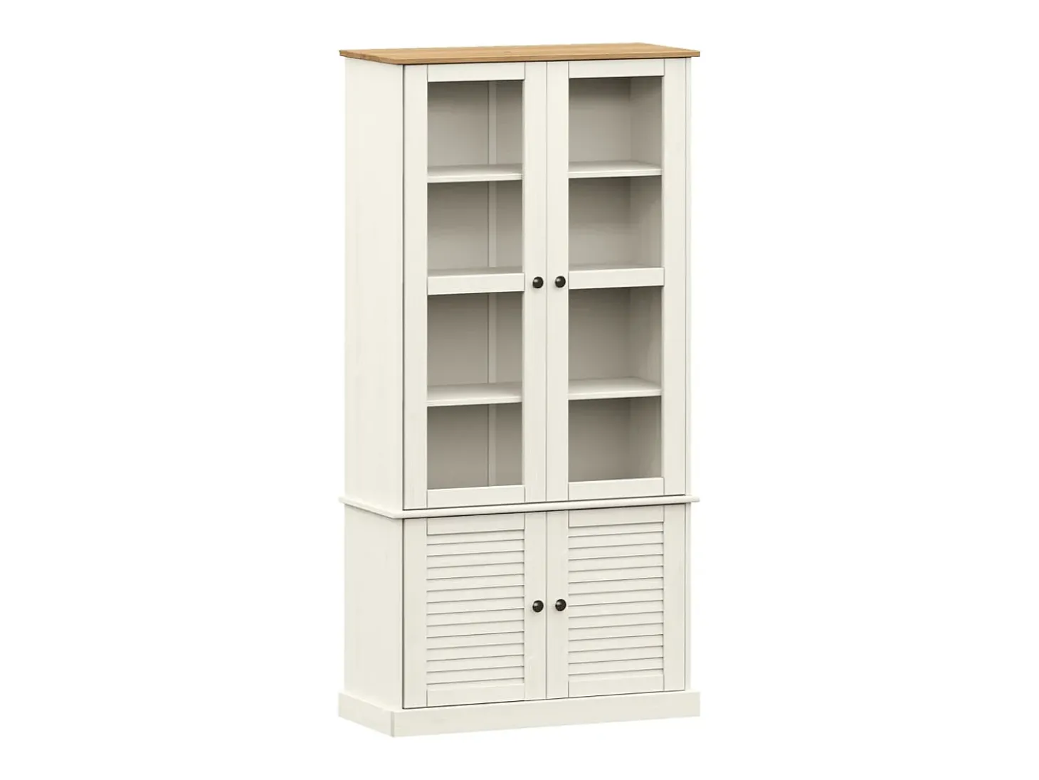 Armario con vitrina VIGO madera maciza pino blanco 85x35x170 cm