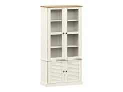 Armario con vitrina VIGO madera maciza pino blanco 85x35x170 cm