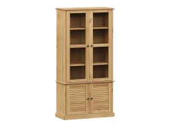 Armario con vitrina VIGO madera maciza de pino 85x35x170 cm