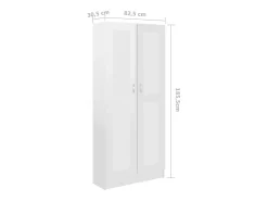 Armario de libros contrachapada blanco brillo 82,5x30,5x185,5cm