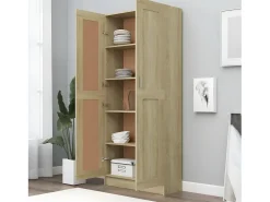 Armario de libros contrachapada color roble 82,5x30,5x185,5 cm