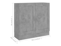 Armario de libros contrachapada gris hormigón 82,5x30,5x80 cm