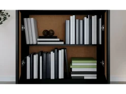 Armario de libros madera contrachapada negro 82,5x30,5x150 cm