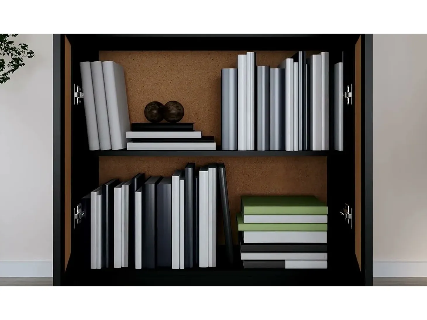 Armario de libros madera contrachapada negro 82,5x30,5x150 cm