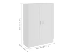 Armario de libros madera contrachapada blanco 82,5x30,5x115 cm